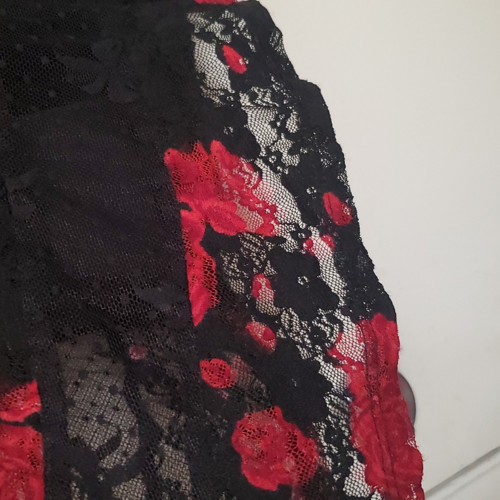 Royal Bones Black and Red Floral Mini Dress - Picture 13 of 16